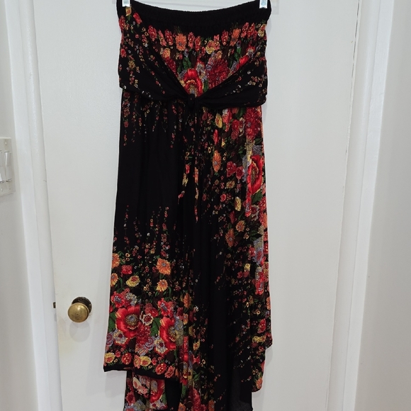 Boho Peasant Hippie Gypsy Floral High-Low Tie At The Waist Maxi Skirt - Picture 2 of 9
